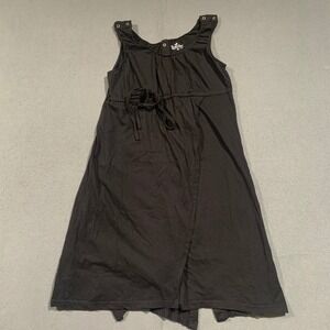 Baby Be Mine Maternity Nursing Gown Black Cotton Sleeveless S/M Snap Back Tie